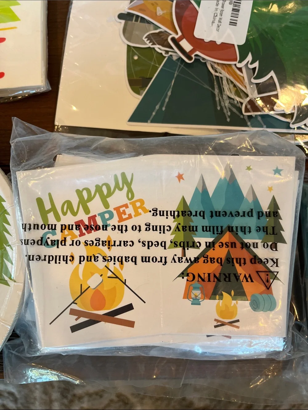NWT Camping Party Disposable Tableware Set - Green/Orange Adventure Theme